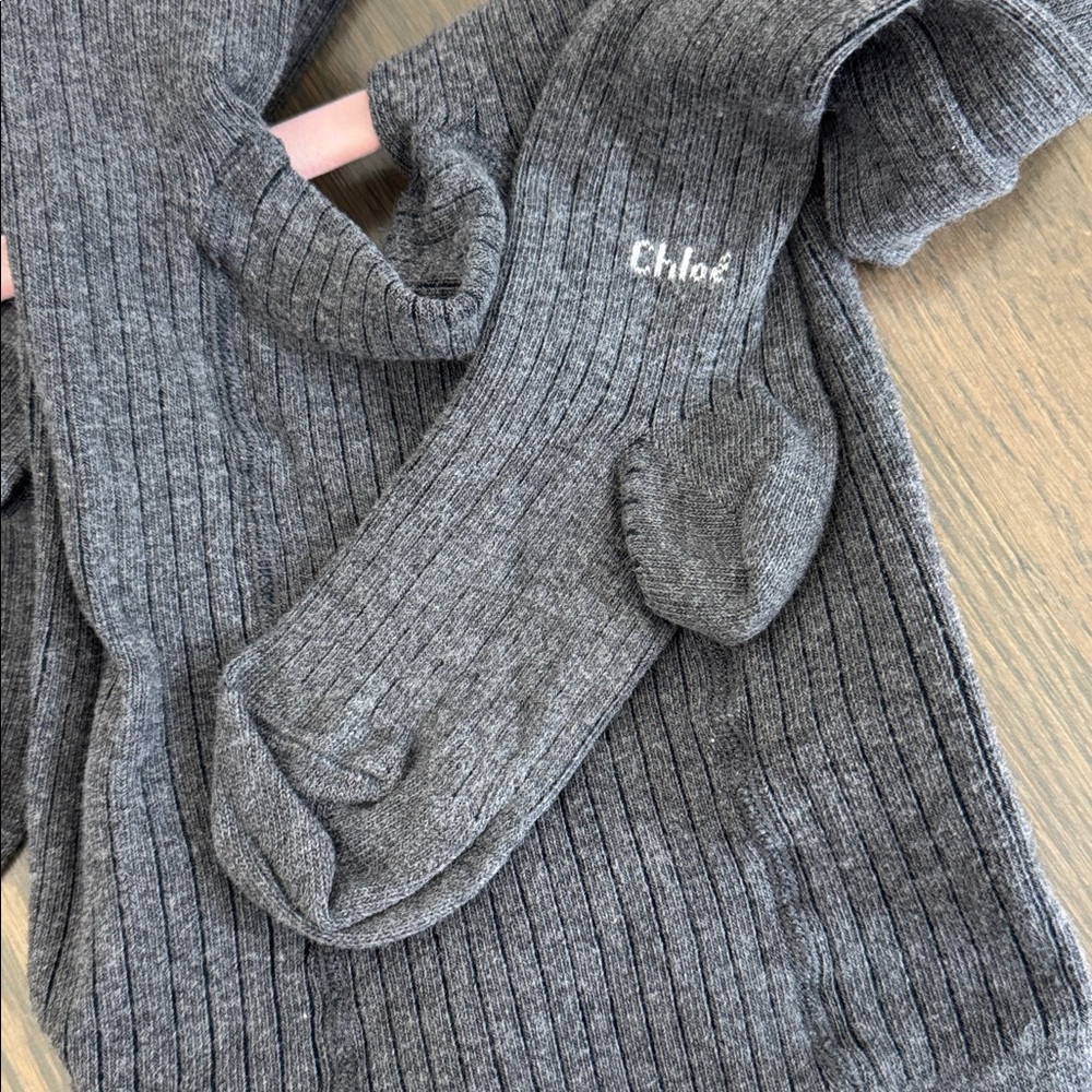 Chloe Girls Gray Ribbed Tights - Picture 3 of 3